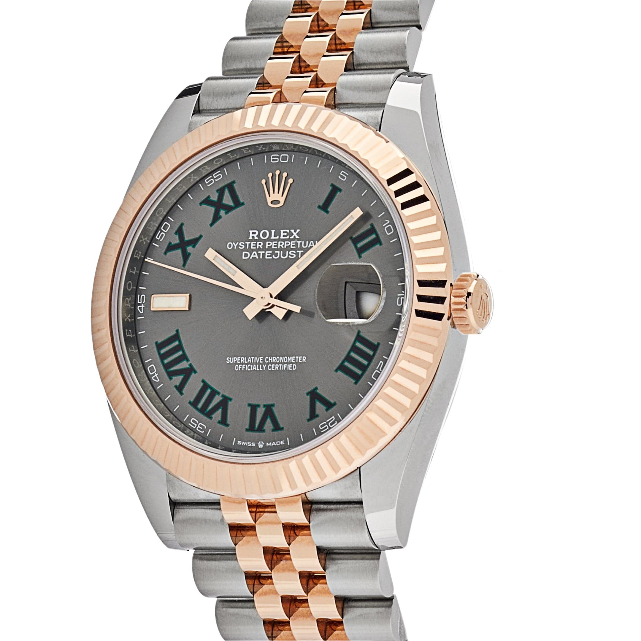 Rolex Datejust 126331 Rose Gold Stainless Steel Wimbledon Dial Jubilee