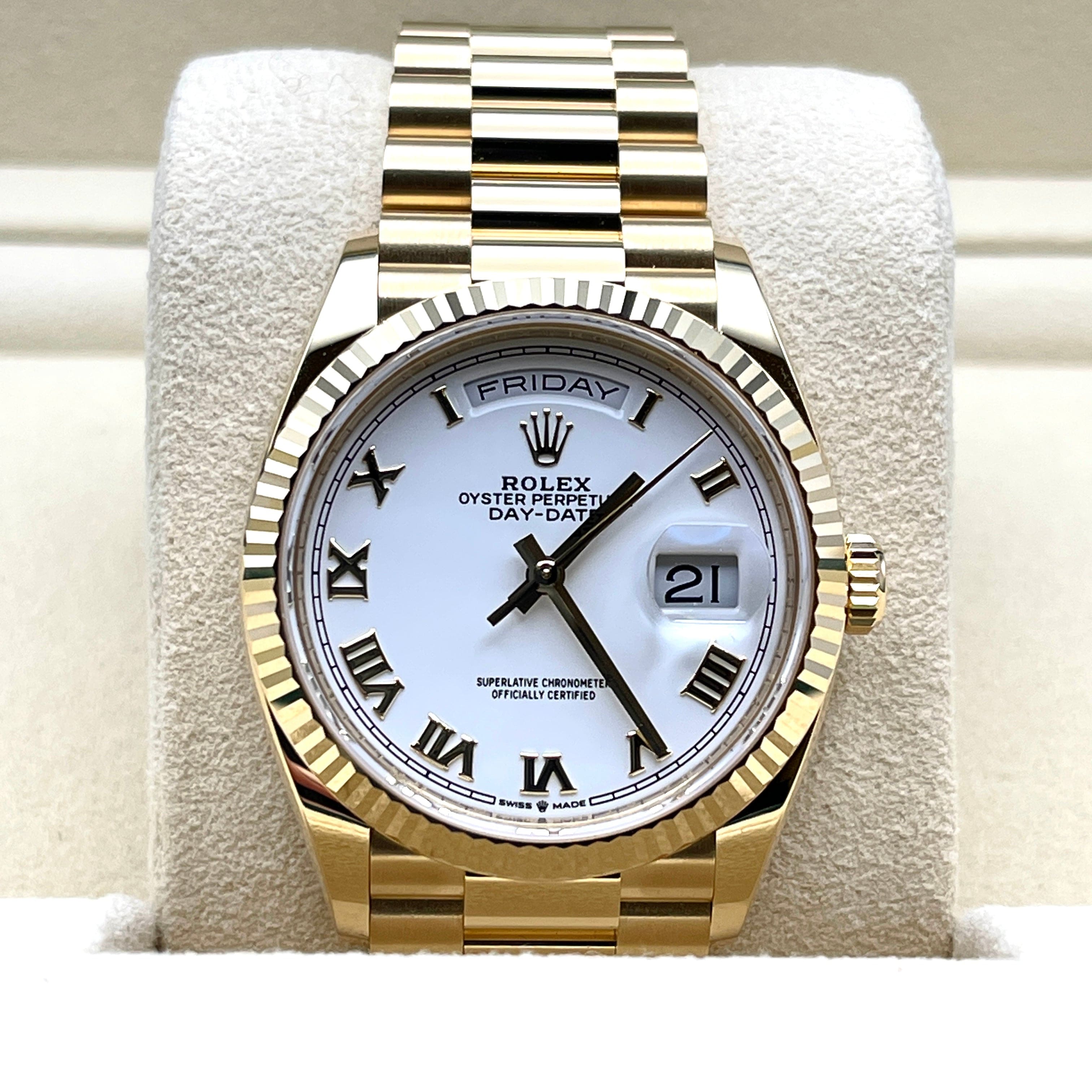 Rolex Day-Date 128238 Yellow Gold White Dial