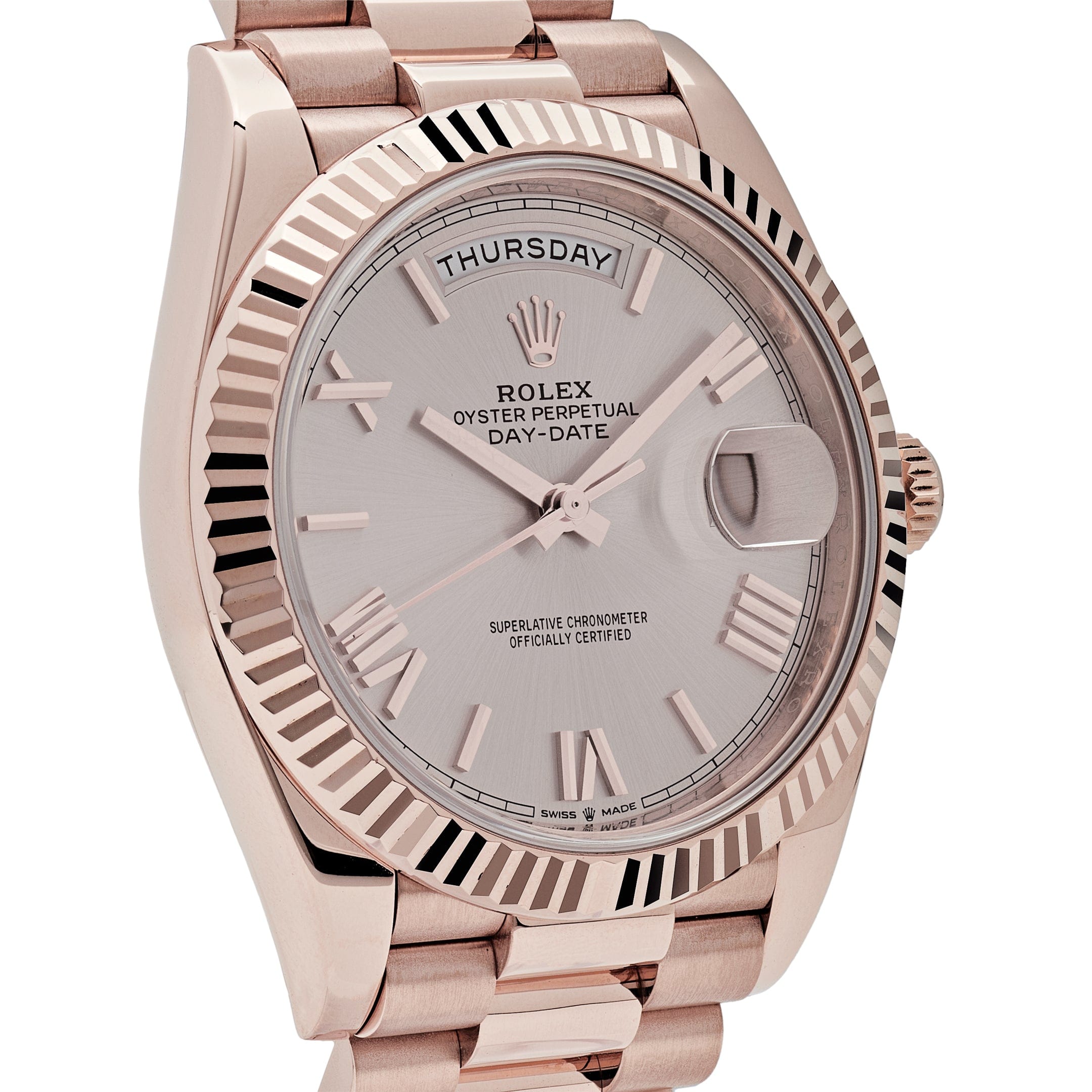 Rolex Day-Date 228235 Rose Gold Sundust Roman Dial
