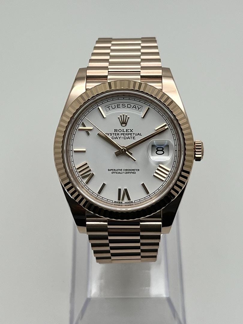 Rolex Day-Date 228235 Rose Gold White Roman Dial