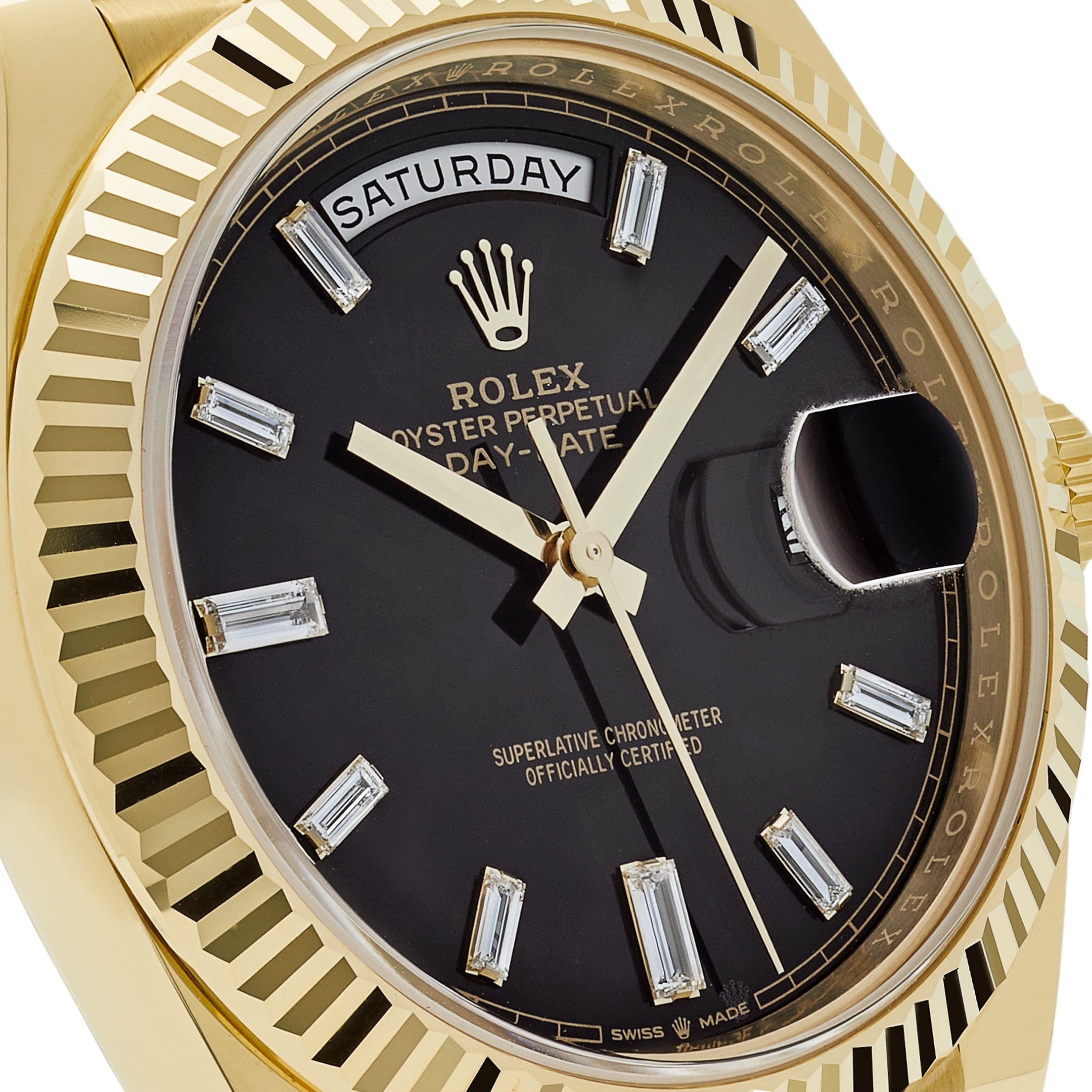 Rolex Day-Date 228238 Yellow Gold Black Baguette Diamond Dial (2022)