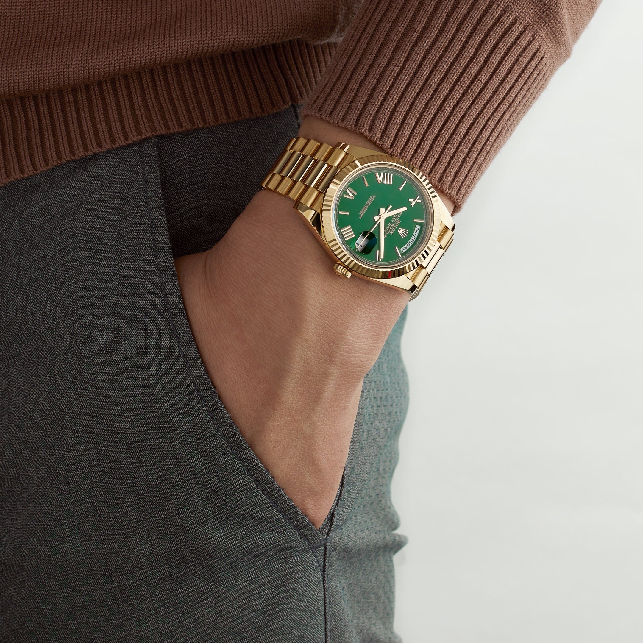 Rolex Day-Date 228238 Yellow Gold Green Roman Dial (2023)