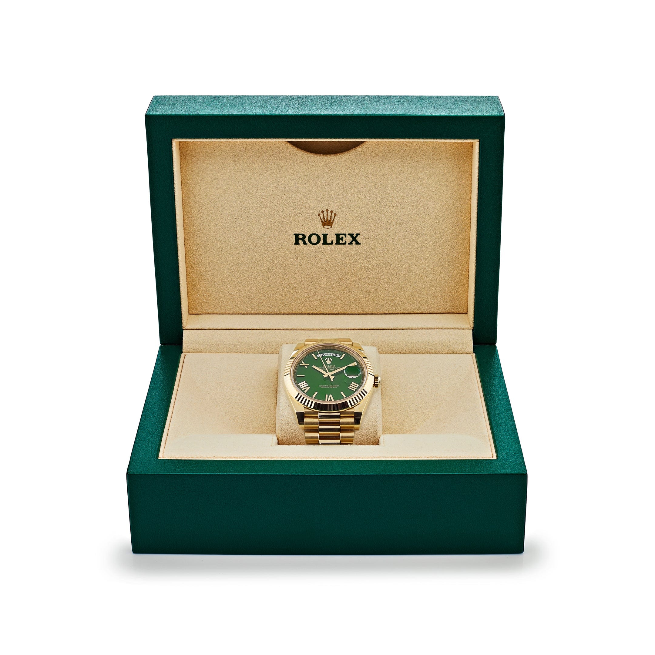 Rolex Day-Date 228238 Yellow Gold Green Roman Dial (2023)