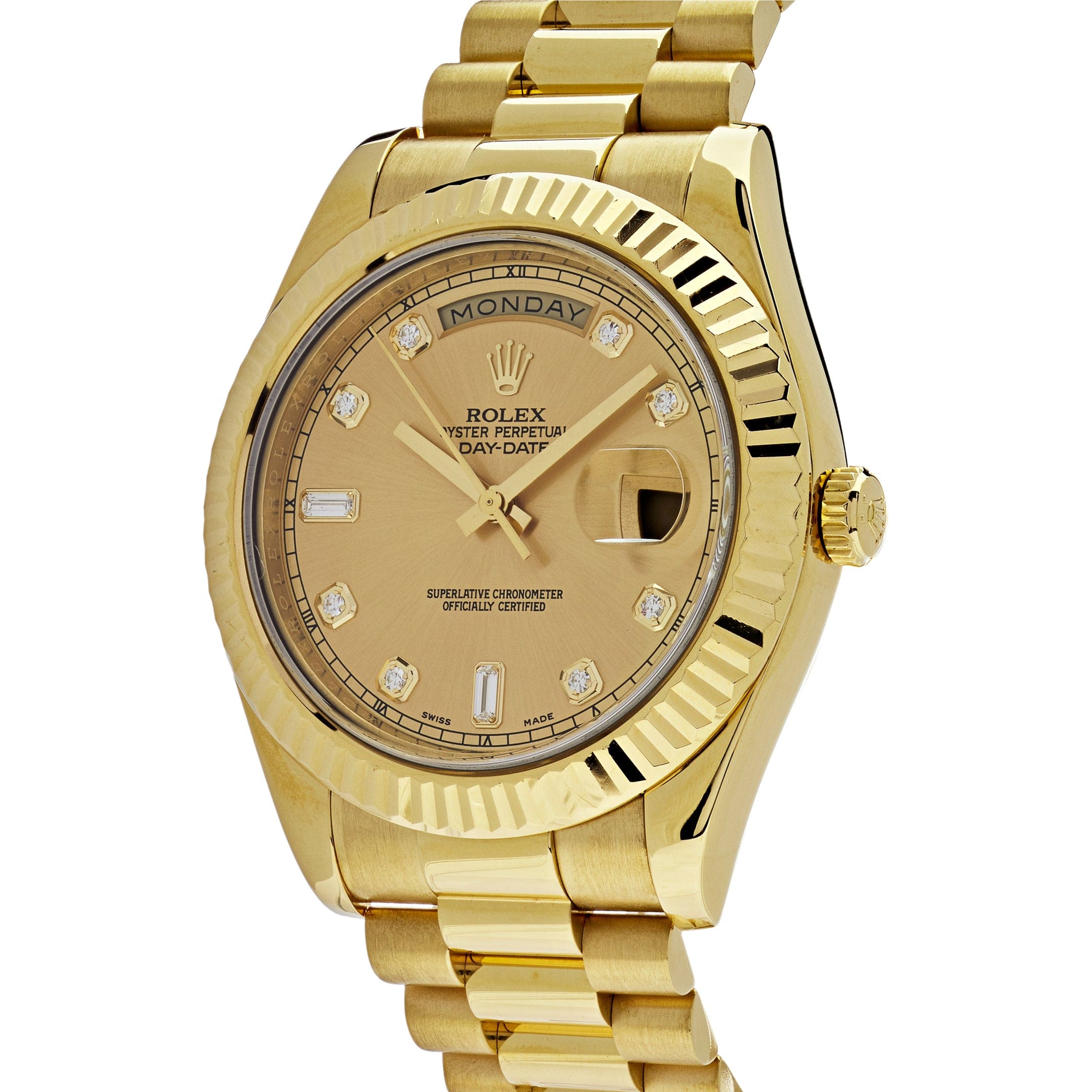 Rolex Day-Date 218238 Yellow Gold Champagne Diamond Dial