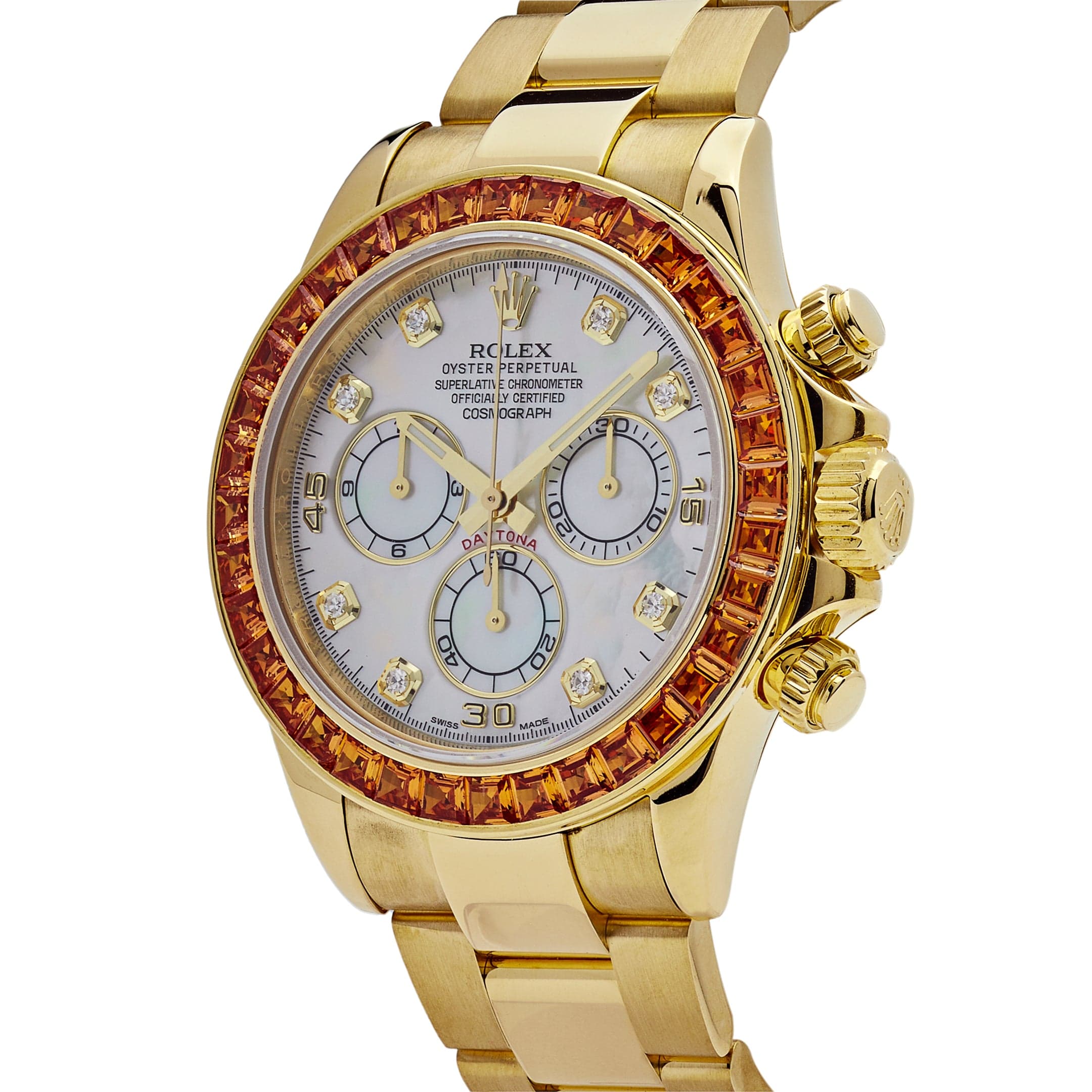 Rolex Daytona 116578SACO Yellow Gold Sapphire Bezel Mother Of Pearl Dial (2019)