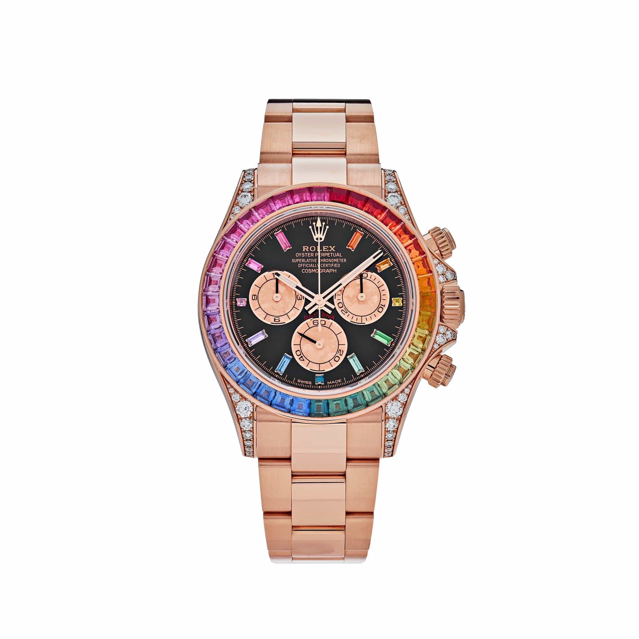 Rolex Daytona 116595RBOW 'Rainbow' Rose Gold Black Dial Sapphire Bezel