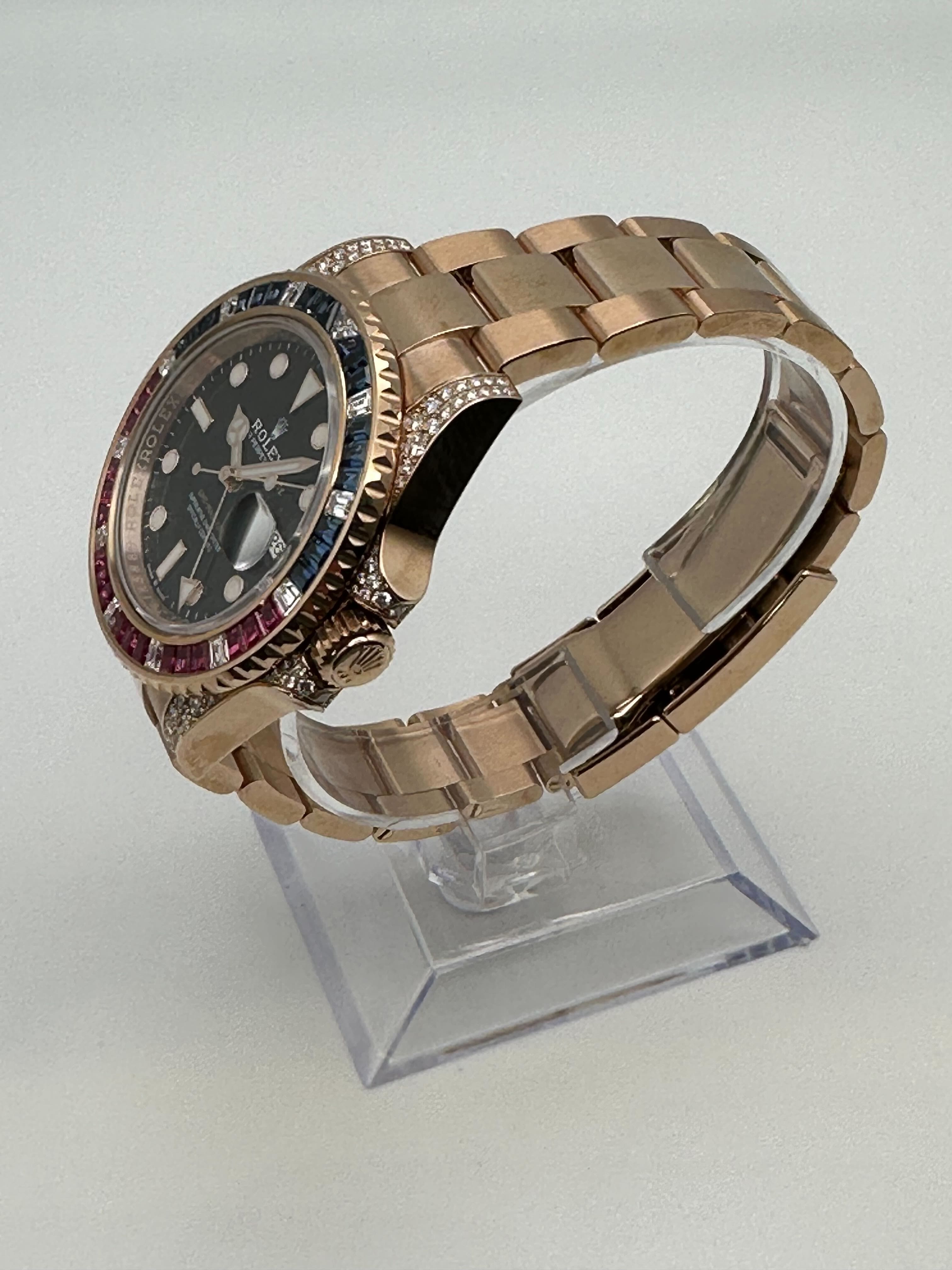 Rolex GMT-Master II 1267555SARU 'SARU' Rose Gold Black Dial Diamond Bezel