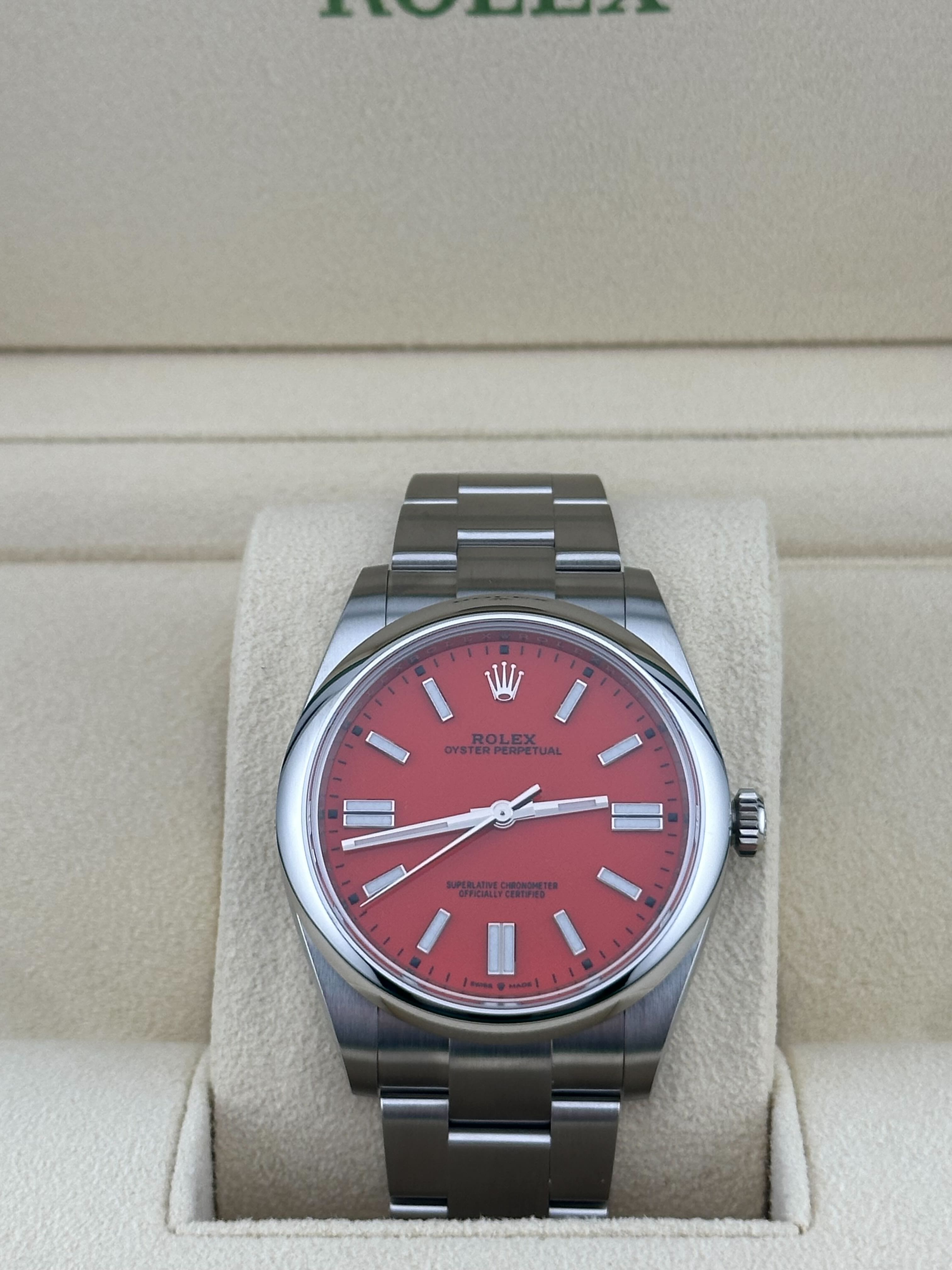 Rolex Oyster Perpetual 124300 Domed Bezel Red Dial
