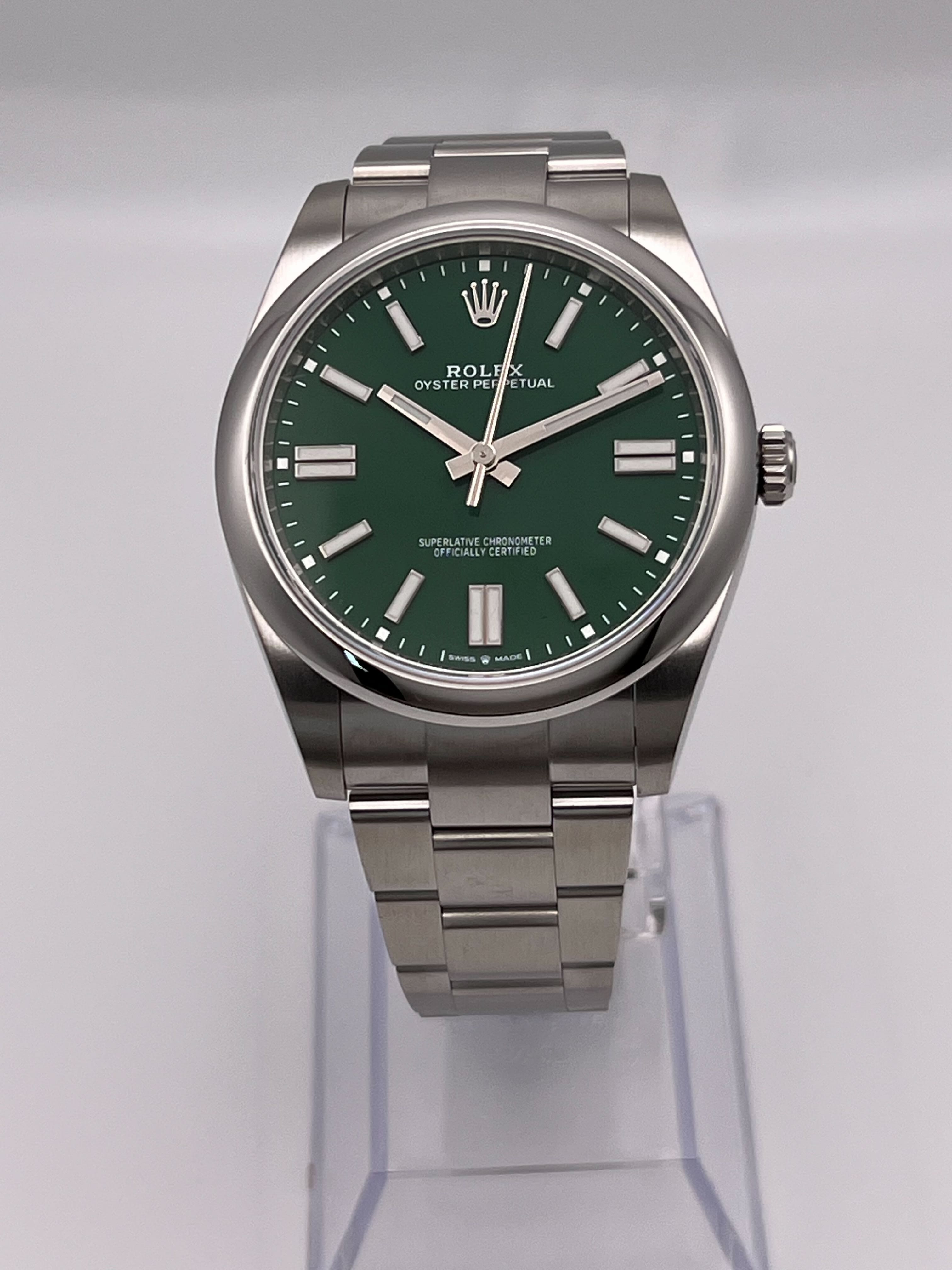 Rolex Oyster Perpetual 124300 Stainless Steel Green Dial