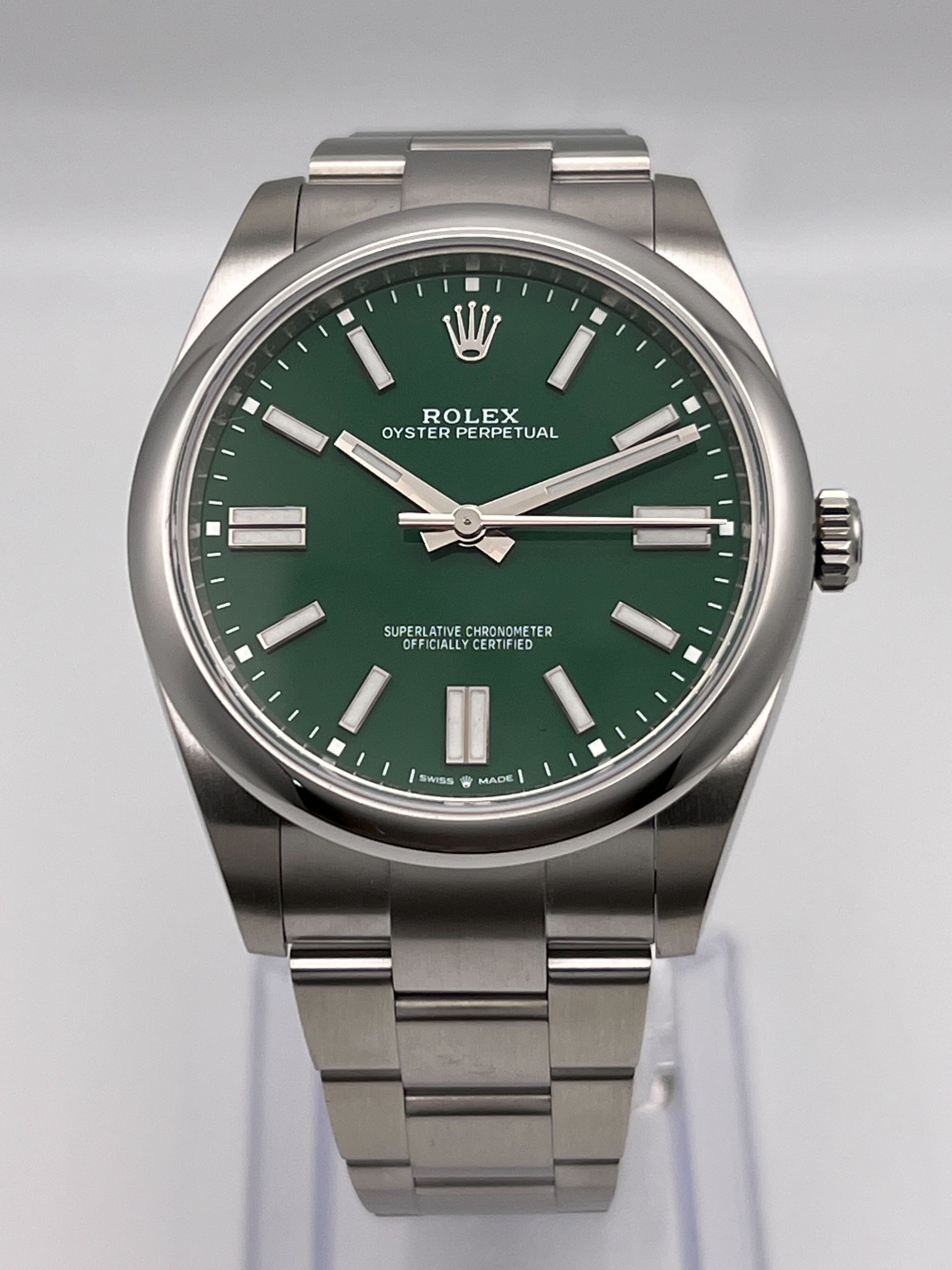 Rolex Oyster Perpetual 124300 Stainless Steel Green Dial