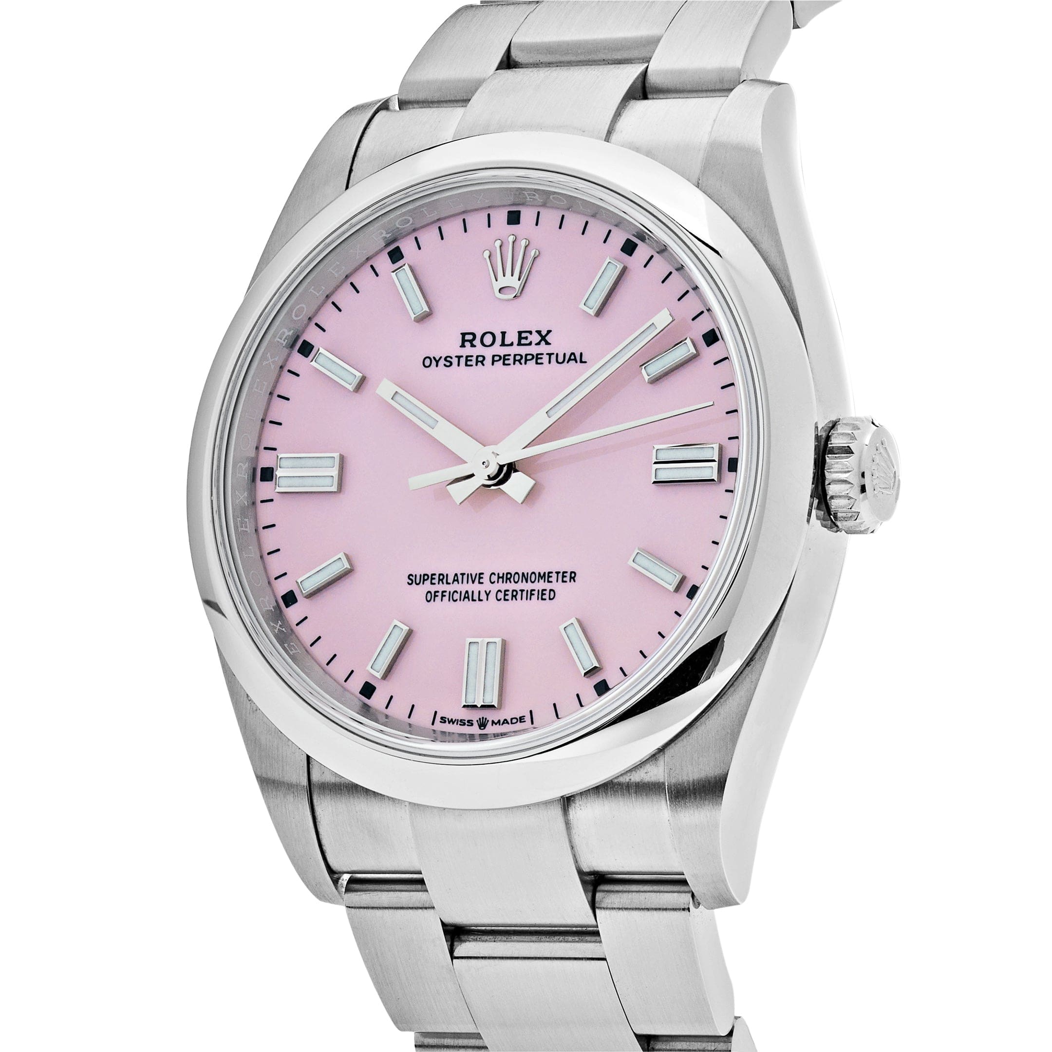 Rolex Oyster Perpetual 126000 Stainless Steel Candy Pink Dial (2024)