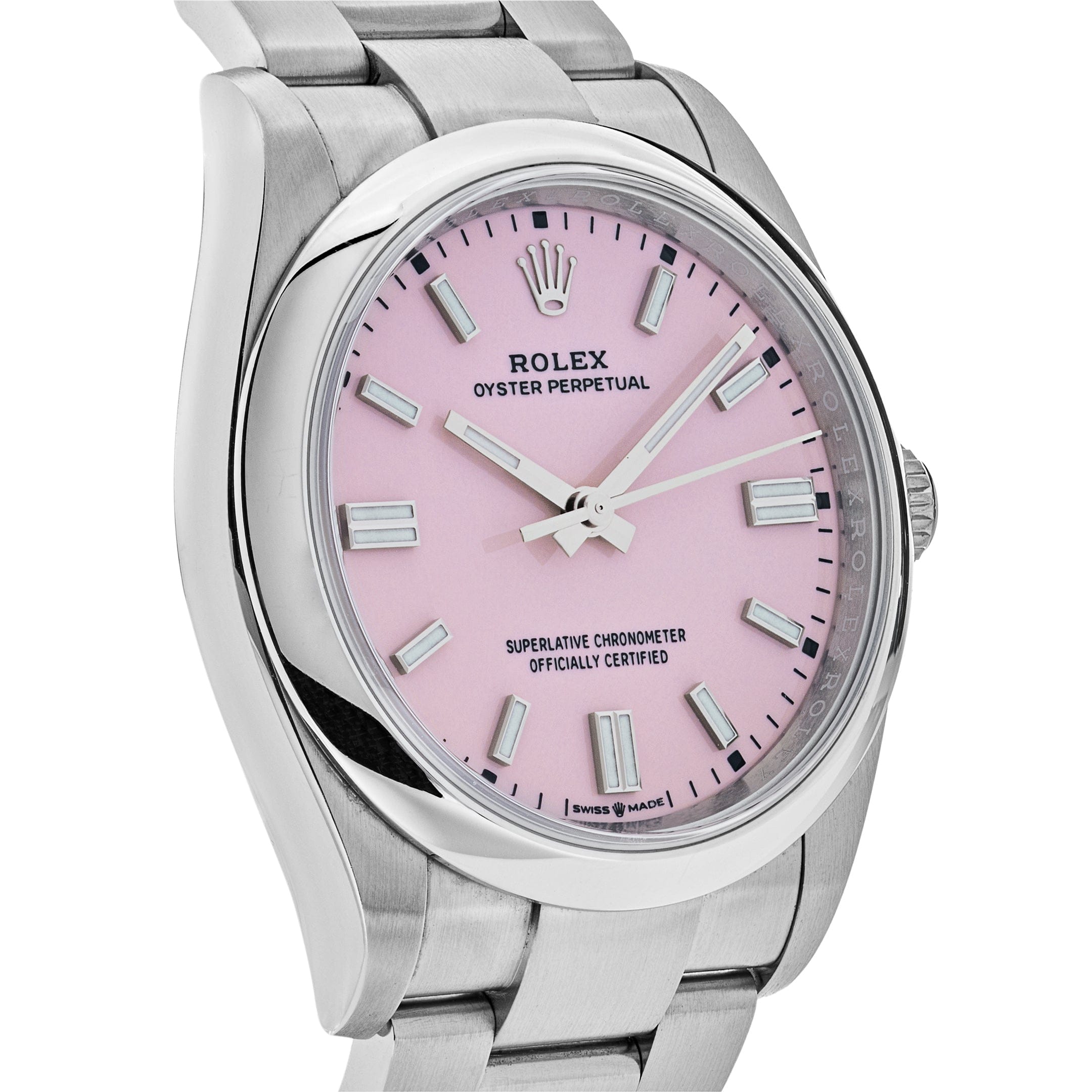 Rolex Oyster Perpetual 126000 Stainless Steel Candy Pink Dial (2024)
