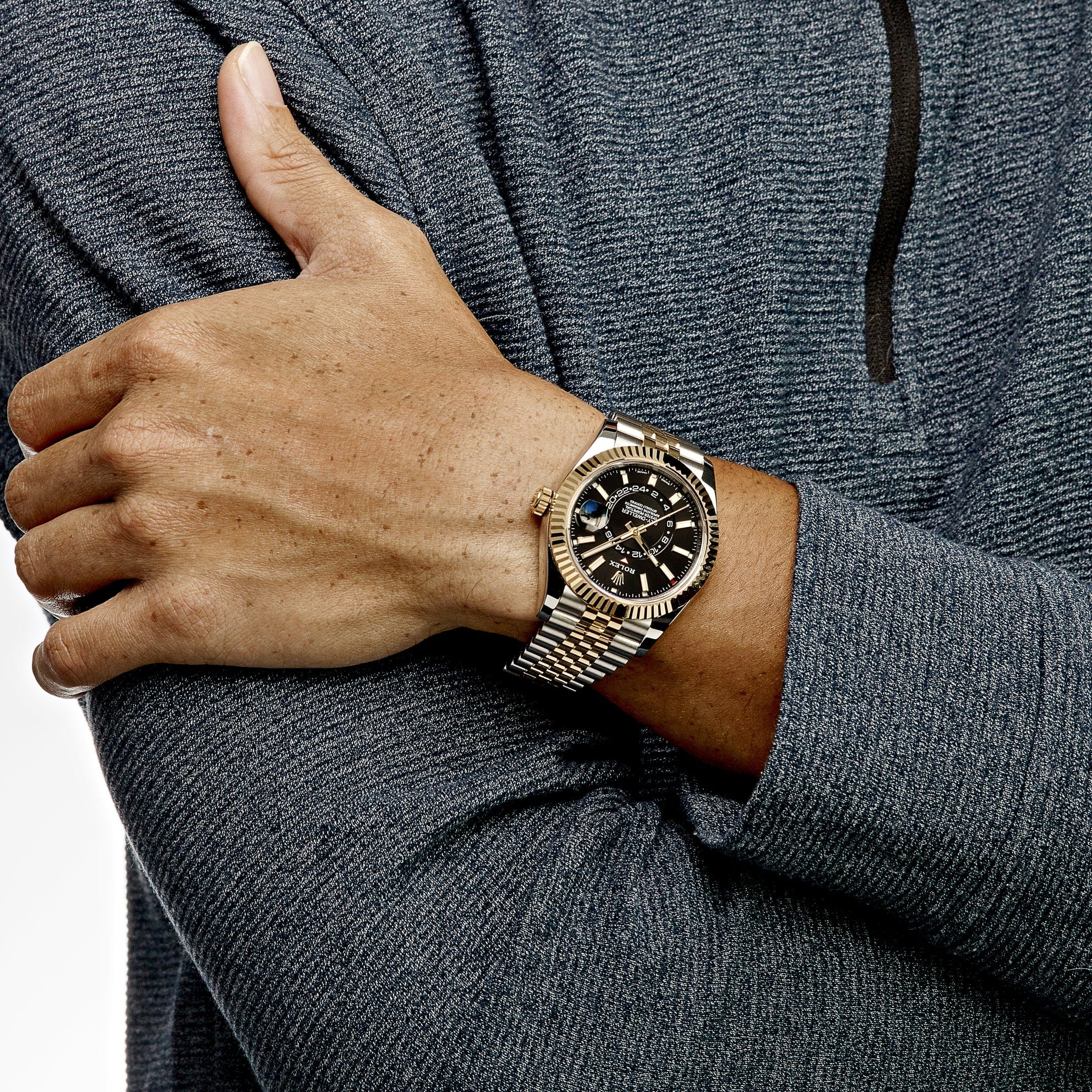 Rolex Sky-Dweller 326933 Stainless Steel Yellow Gold Jubilee Black Dial