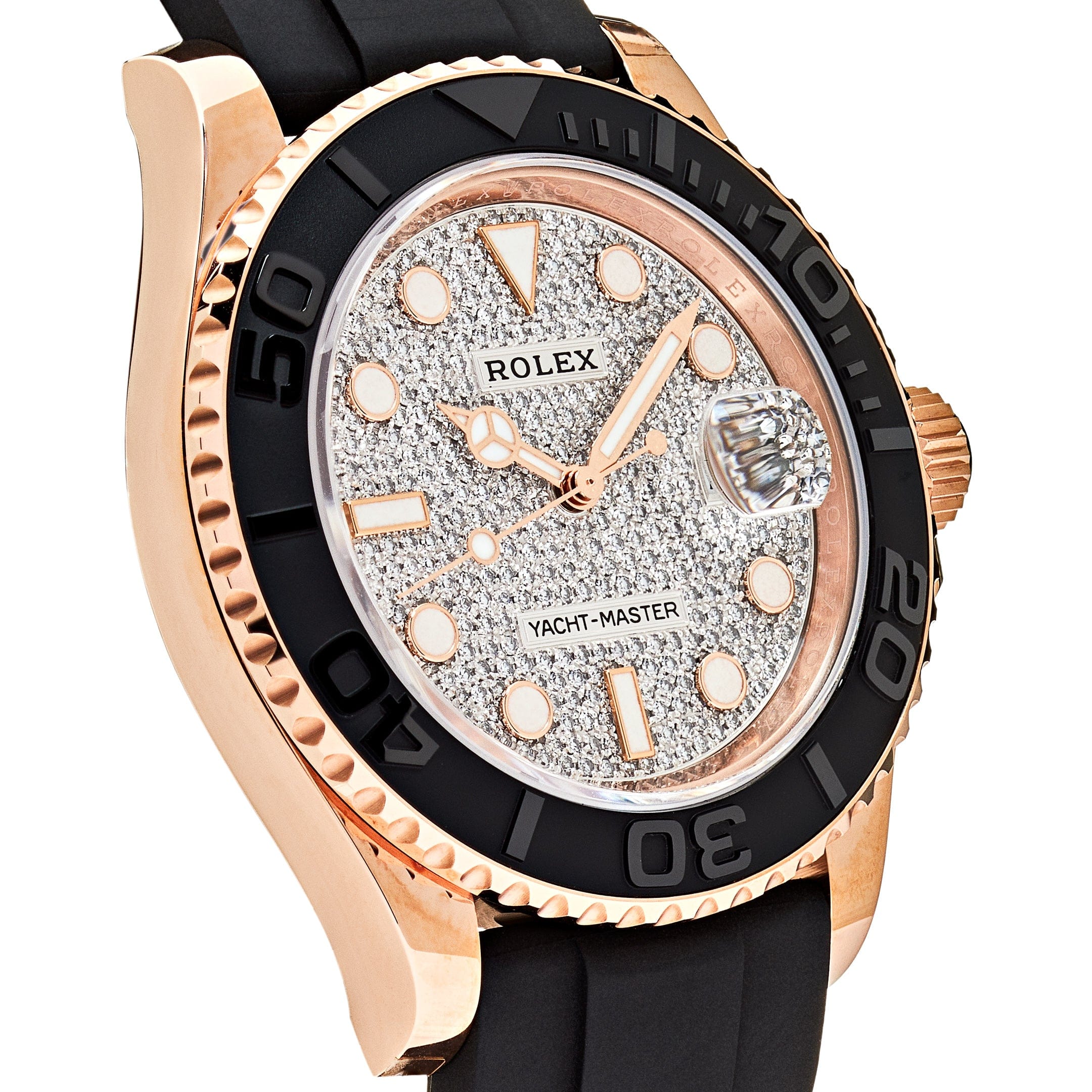Rolex Yacht-Master 126655 Rose Gold Pave Diamond Dial
