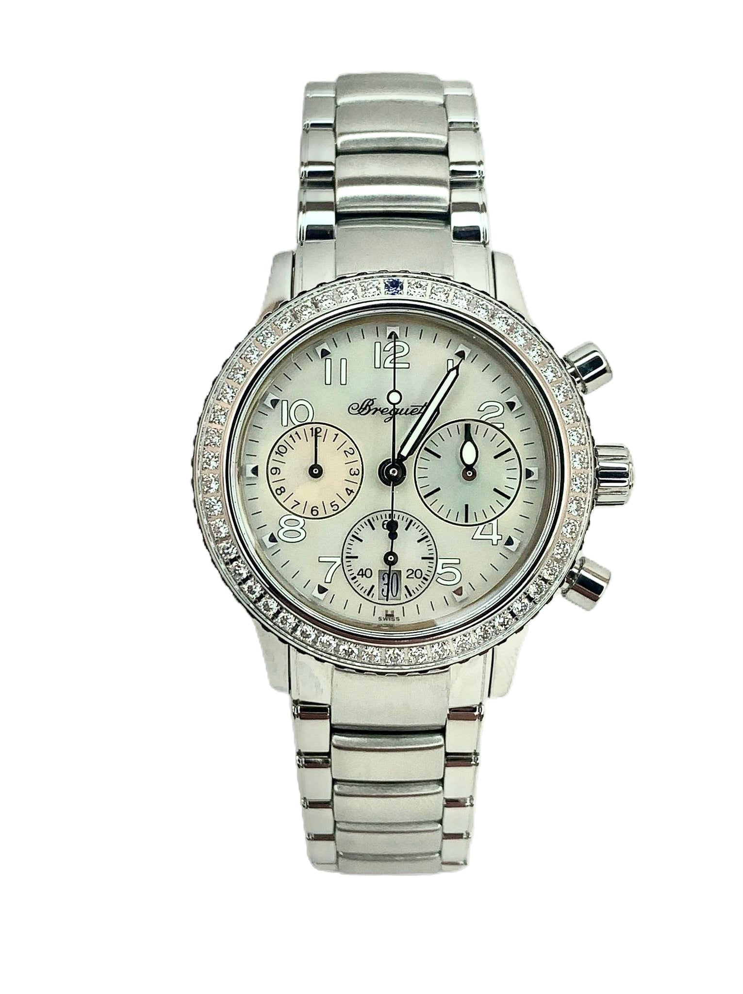 Breguet Type XX/Type XXI Transatlantique Chronograph Stainless Steel & Diamonds Ladies Watch - Premium Luxury Product